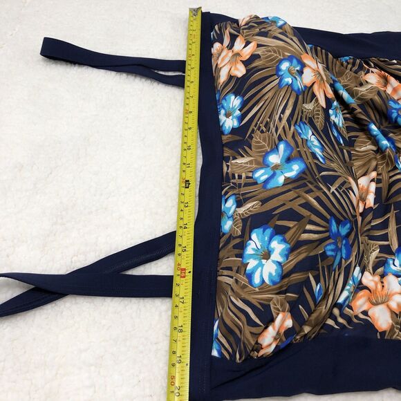 Lands End Womens 20W Tankini Swim Top Blue Floral Bandeau Padded Built-In-Bra - Picture 9 of 10